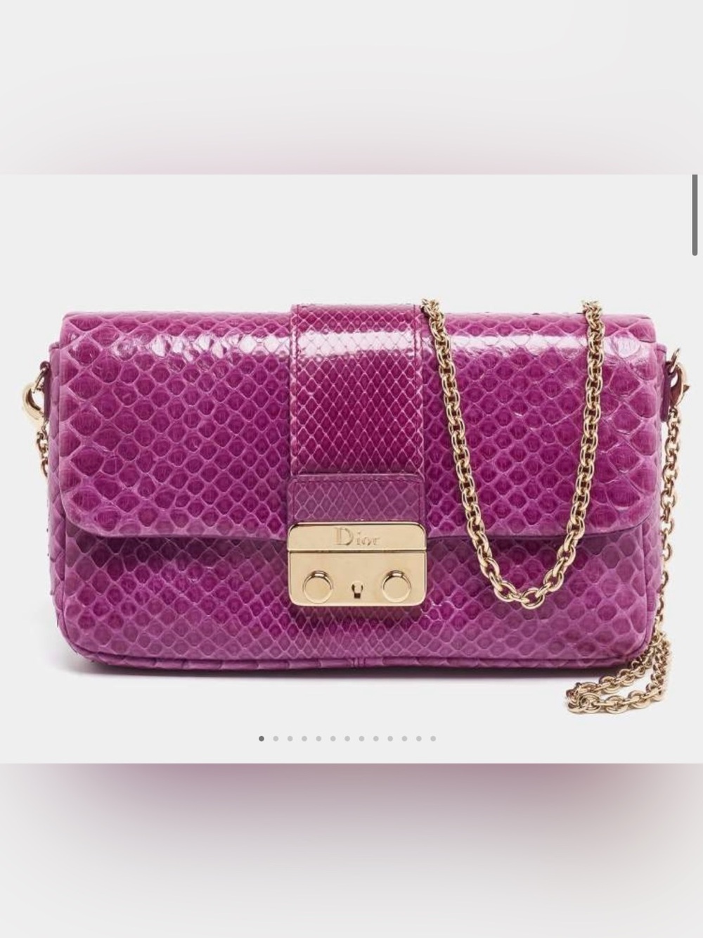 Rare Vintage Dior Vintage Purple Python Promenade Wallet on Chain Clutch